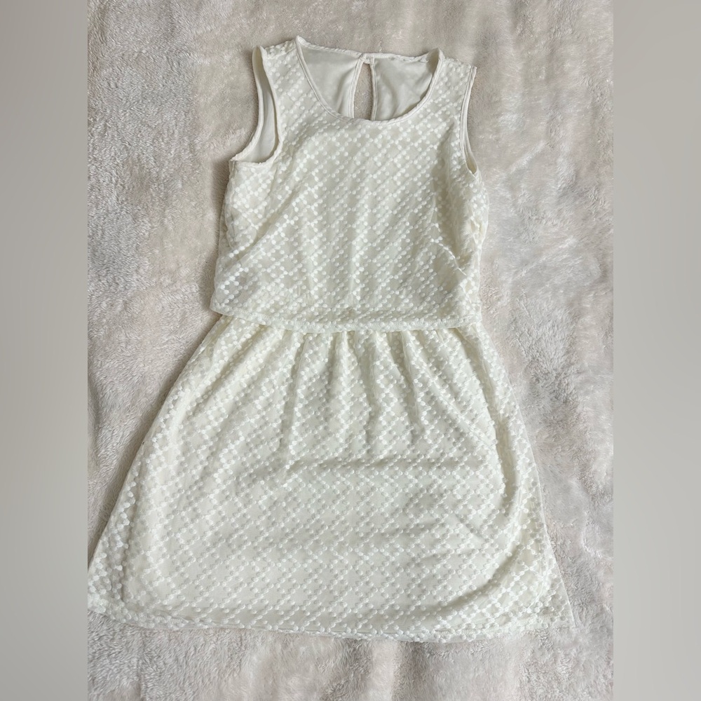 White Sheer Polka Dot Formal Dress